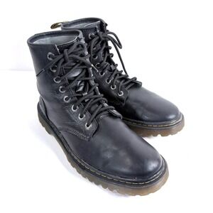 Dr. Martens Awley Boots Black Leather Lace Up Mens 10 AW004 New Insoles